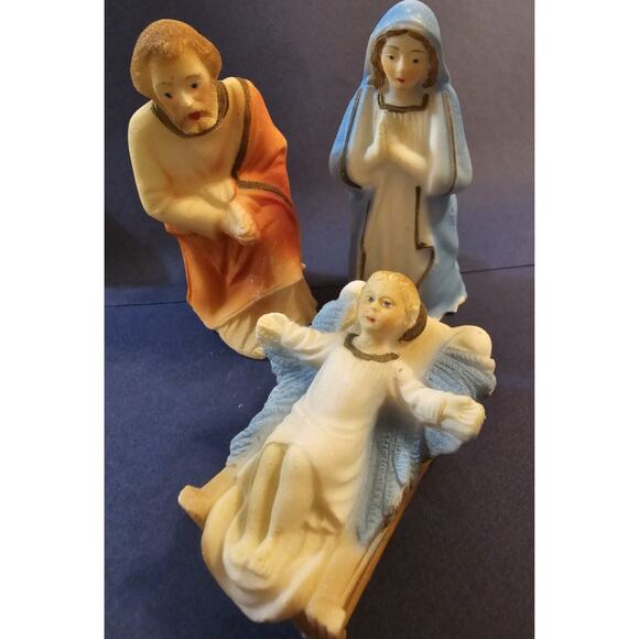 Mid-century Chalkware Holy Family Nativity Hand-painted 1950s Japan - Picture 1 of 12